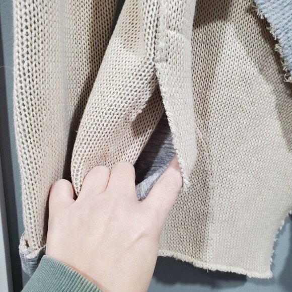Democracy by Freedom Jeaneration Knit Cardigan Sweater Jacket Beige Gray… - Picture 5 of 12